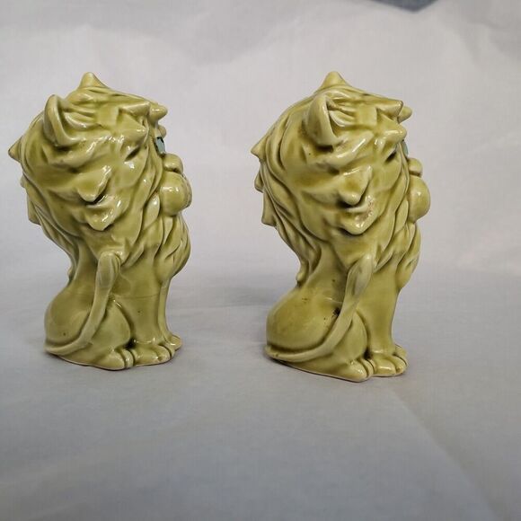 Vintage Anthropomorphic Ceramic Japan Release Kitsch Lion Salt & Pepper Shakers - Picture 7 of 10